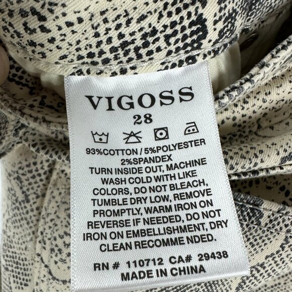 VIGOSS WOMEN'S SNAKESKIN PRINT JEANS STRAIGHT LEG ZIP FRONT POCKETS SIZE 6/7 - Picture 10 of 11